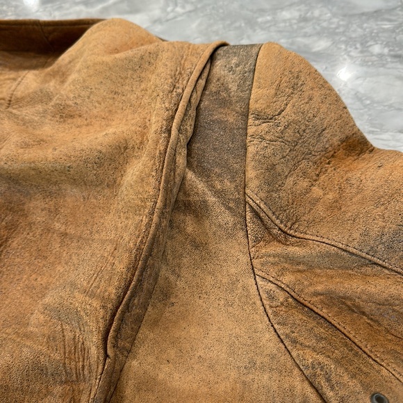 Men’s vintage brown leather bomber jacket - Picture 10 of 11